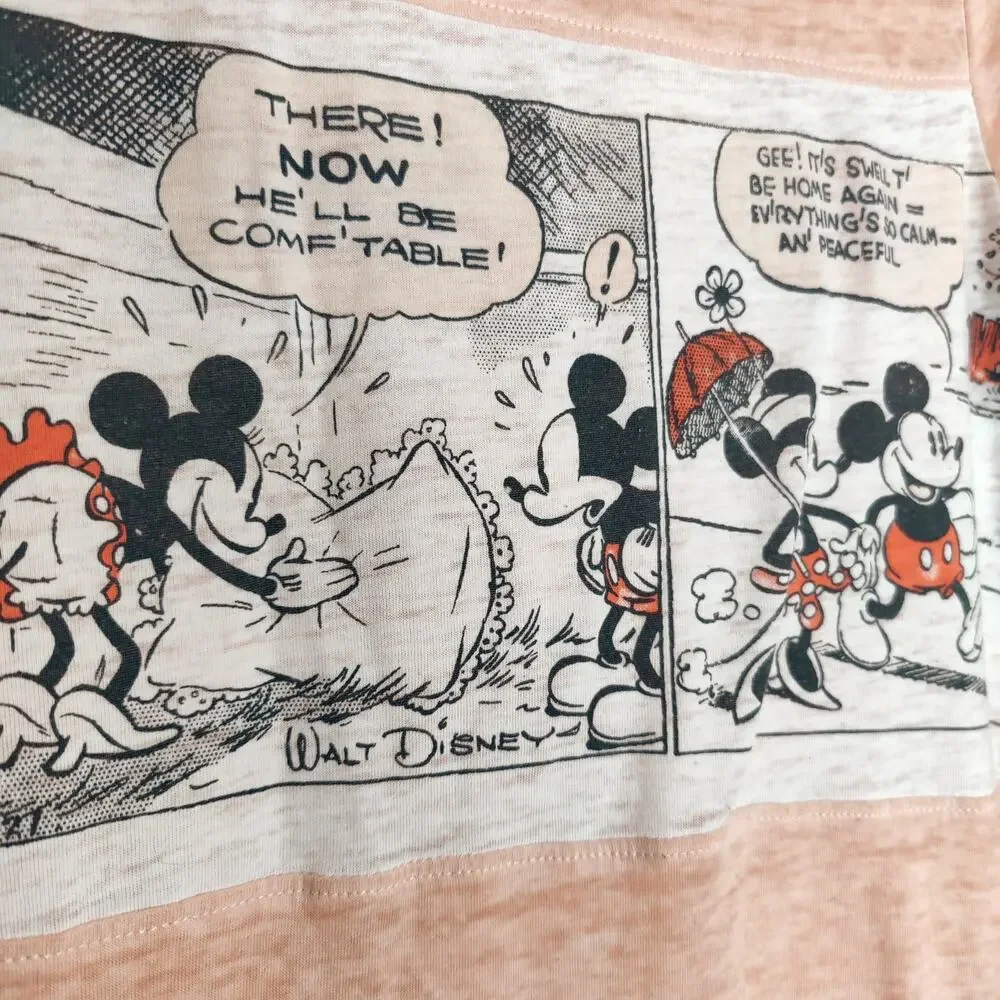 Disney Mickey Minnie Comic Sleep Shirt Blush Pink Sheer S-M - Picture 3 of 6
